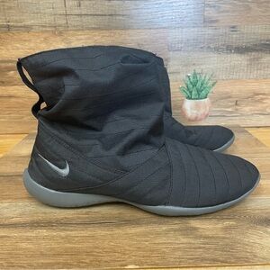 Nike Black Studio Quilted Ankle Booties with Gray Sole